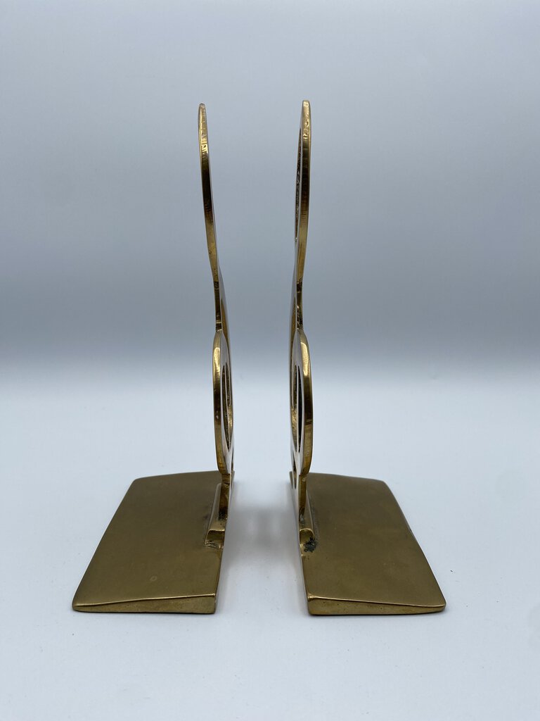 Solid Brass Book Ends Treble Cleff 7” Tall /ro