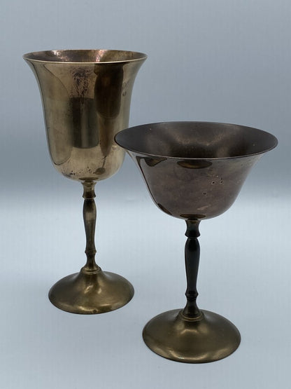 2 Vintage Solid Brass Goblets by Gift of Distinction Maurice Dutchin Co. /ro