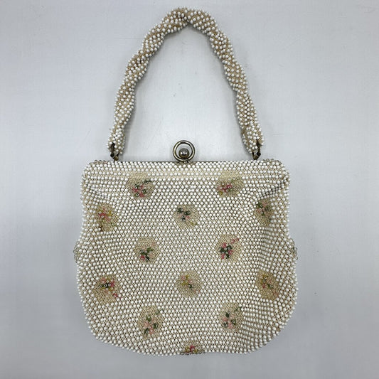 1950s Cordé Bead by Lumured Ivory Floral Beaded Evening Purse/Handbag /cb