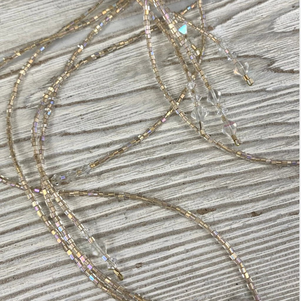 5 Strand Handmade Sparkling Glass and Crystal Lariat Necklace with Bonus Matching Stretchy Choker /cb