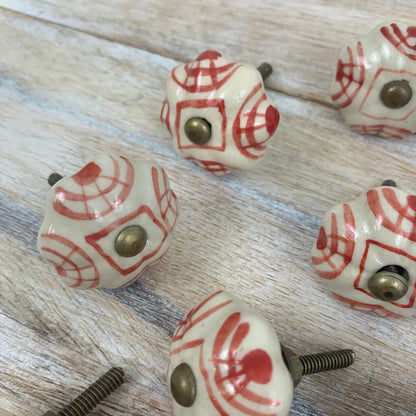 Set Of 11 Unique Vintage Hand-painted Ceramic Knobs /cb