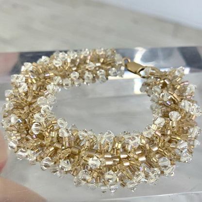 Intricate Handmade Sparkling Glass and Crystal Beaded Bracelet /cb