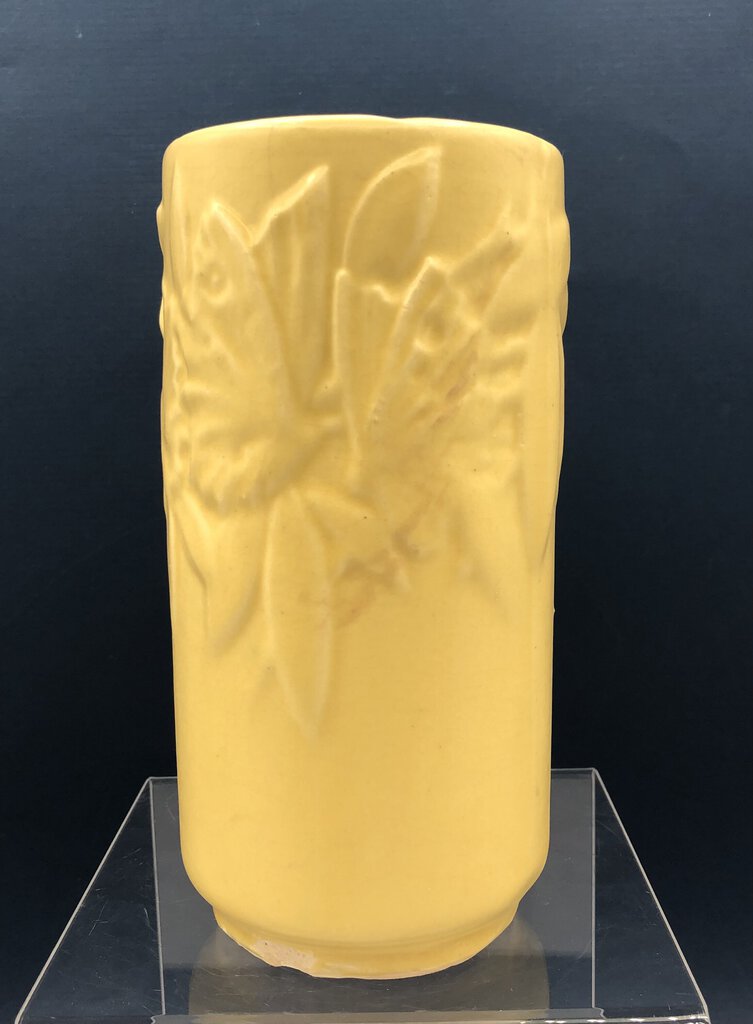 1940s Nelson McCoy Yellow Butterfly Pottery Vase /b