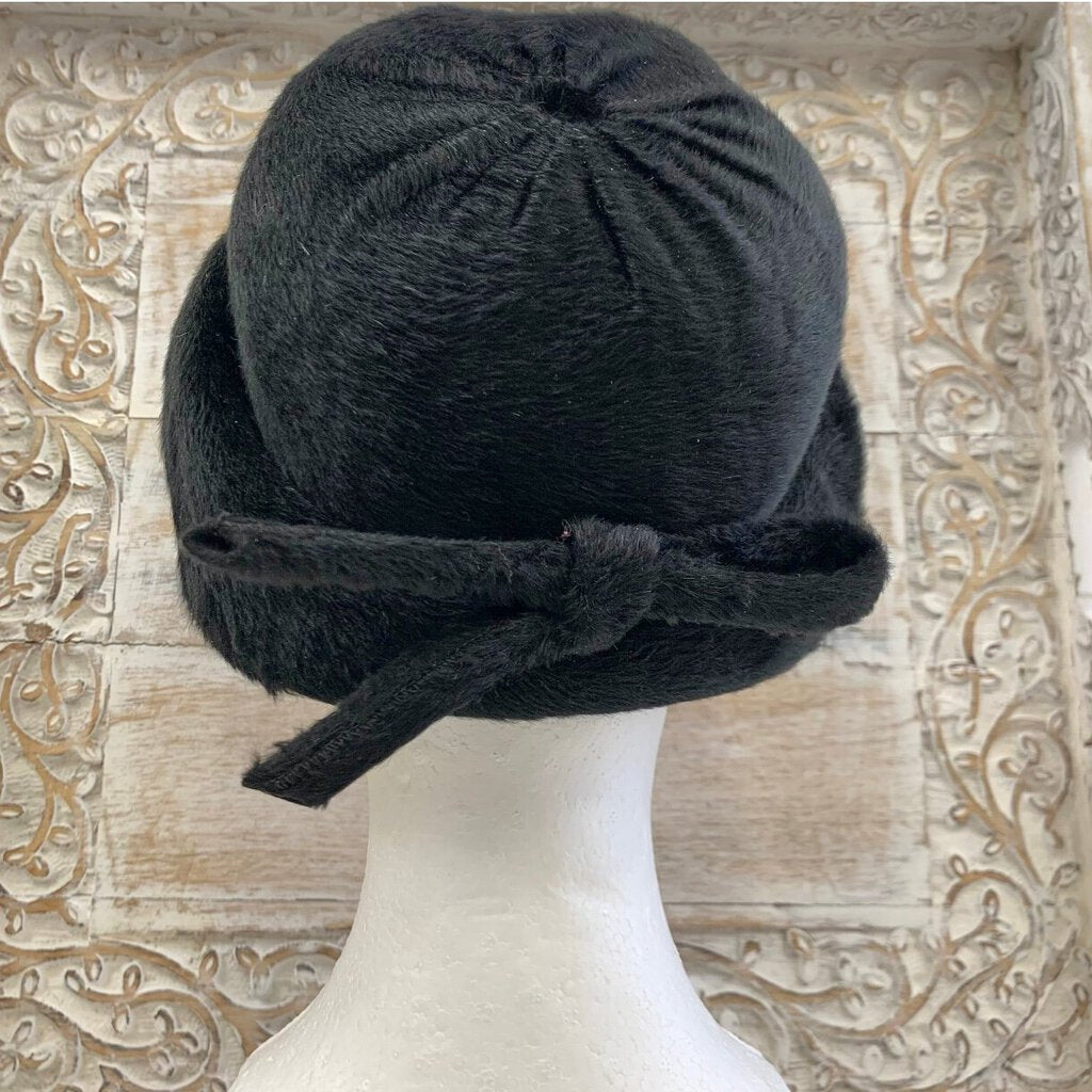 Vintage Cain-Sloan Company Black Faux Fur Hat Union Made /cb