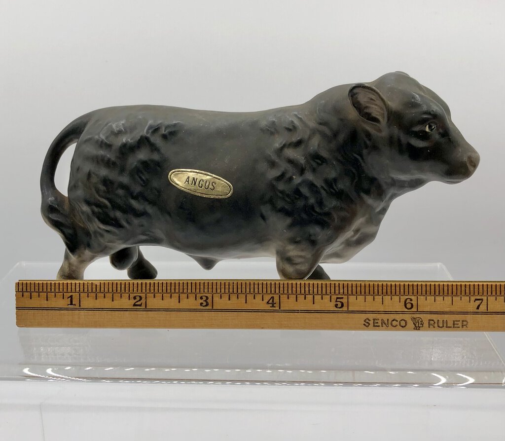 Vintage Black Angus Bull Figurine Japan /b