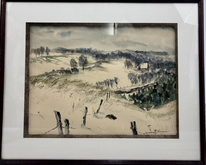 Norman Brumm Watercolor Michigan Winter Scene /j