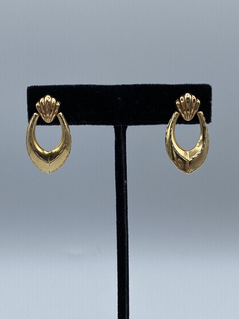 14 Karat Yellow Gold Pierced Post Dangle Earrings /ro