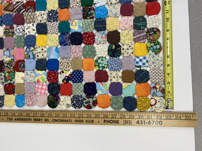 Vintage Handmade Yo-yo Quilt Topper Only 47”x 33” 630 Pieces /rb