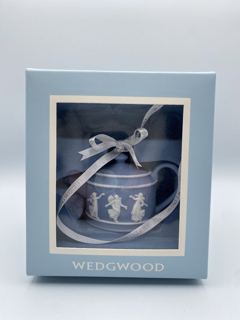 Wedgwood Blue Jasperware Teapot Ornament Dancing Girls EUC/in box /ro