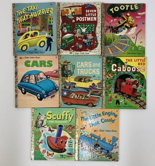 8 Vintage Little Golden Books~ Transportation~1970’s Editions /b