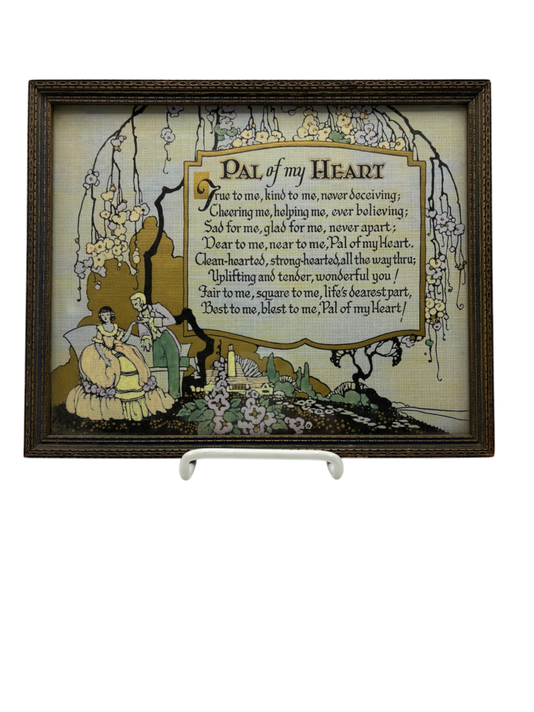 Vtg. Framed Lithograph of Poem “Pal of my Heart” /j