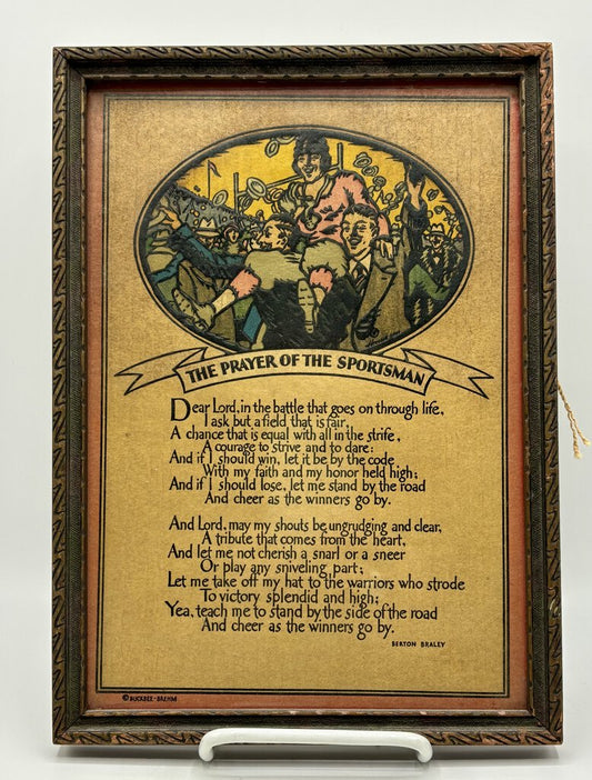 Vtg. Framed Lithograph of Poem “The Prayer of the Sportsman” /j