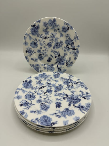 Stechcol Gracie Bone China Blue & White Floral Lunch Plates set of 5 /rb