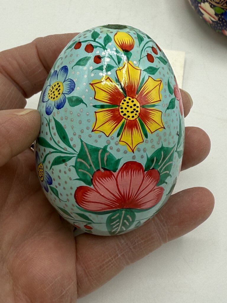 Kashmir Floral Hand Painted Folk Art Paper Mache Eggs set of 3 /ro