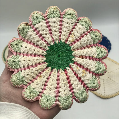 9pc Handmade Crocheted Cotton Pot Holders/ Trivets /b