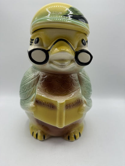 VTG Wise Owl Bird Cookie Stories Jar #359 Robinson Ransbottom Pottery Roseville /rw