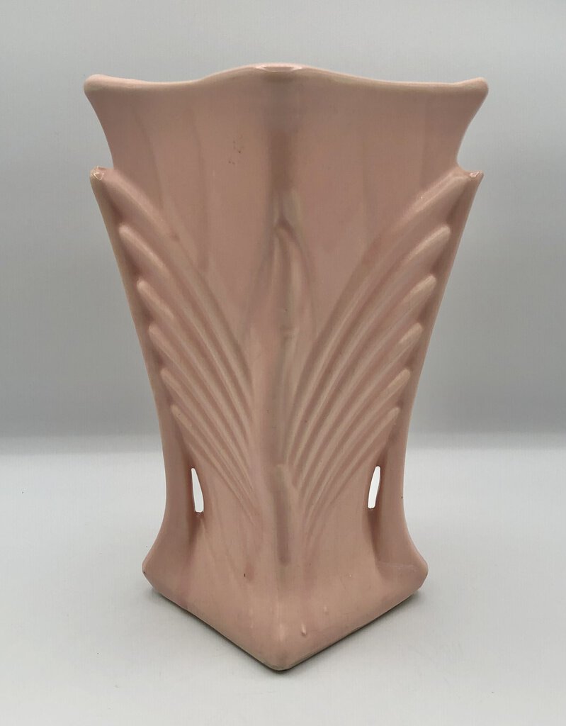 1940s McCoy Pottery 9.5” Pink Art Deco Vase /b