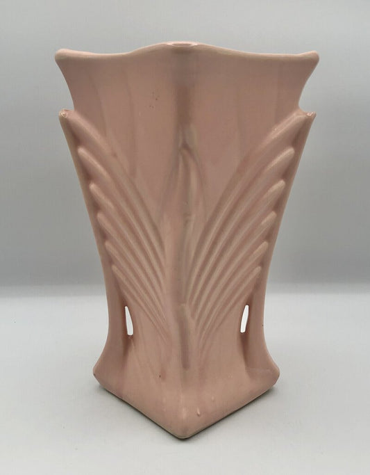 1940s McCoy Pottery 9.5” Pink Art Deco Vase /b