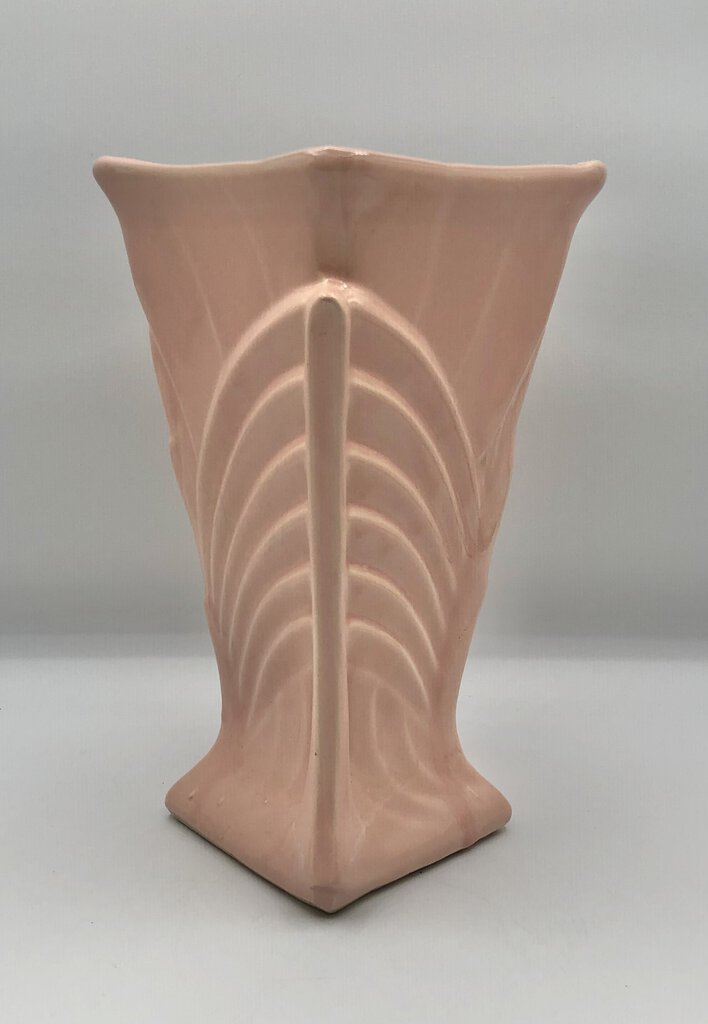 1940s McCoy Pottery 9.5” Pink Art Deco Vase /b