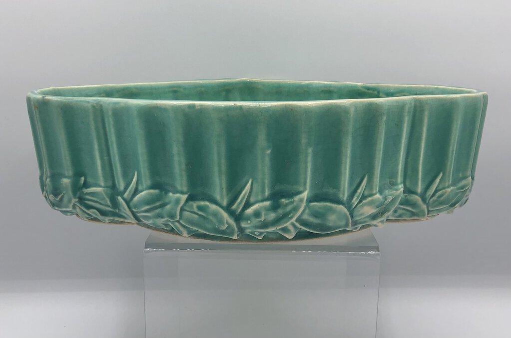 1940s McCoy Pottery Turquoise Console Leaf Planter /b