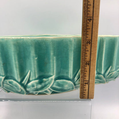 1940s McCoy Pottery Turquoise Console Leaf Planter /b