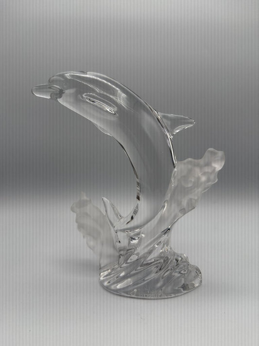 VTG Lenox 1994 Fine Crystal Majestic Dolphin Frosted Wave Figurine /rw