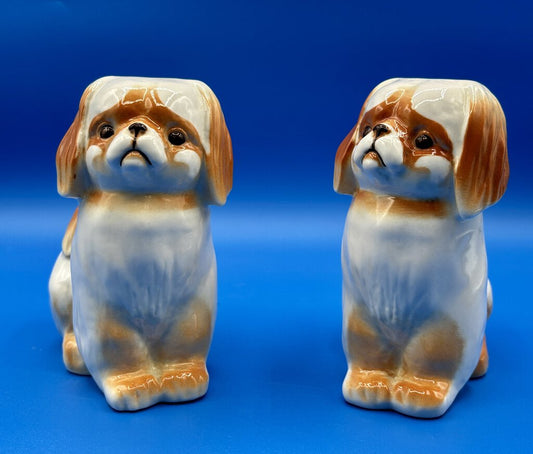 Pair of vtg Lomonosov Pekinese Dog Figurines /j