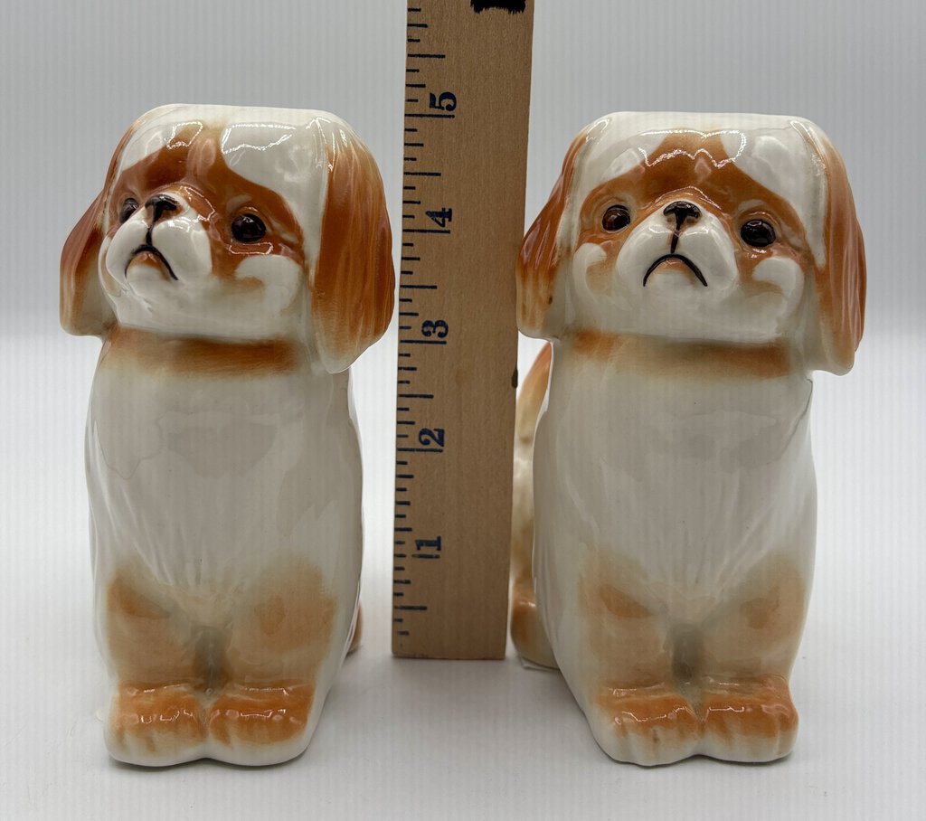 Pair of vtg Lomonosov Pekinese Dog Figurines /j