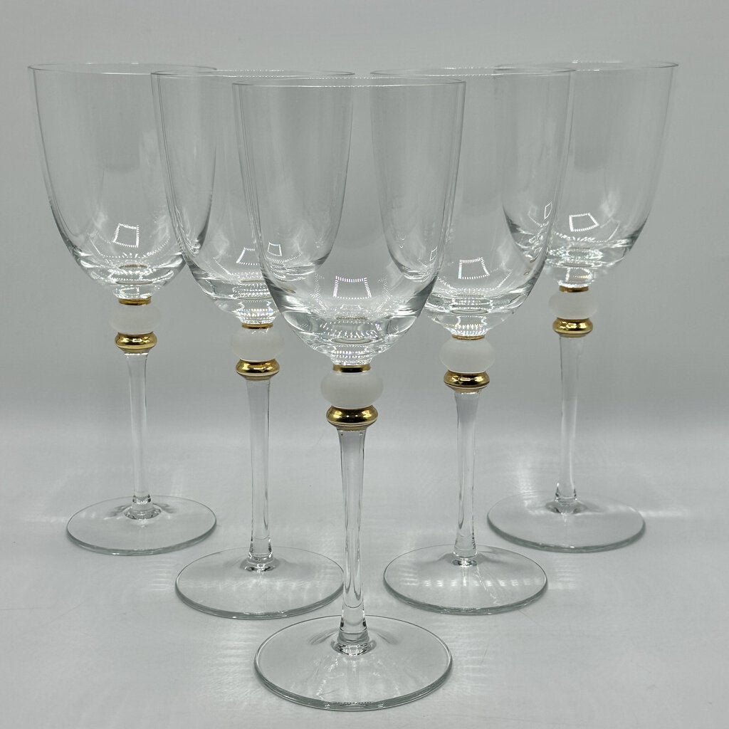 Set Of 5 Vintage Fostoria Romania KRISTINA 9 Inch Water Goblets /cb