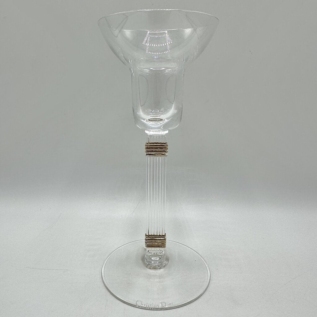 Christian Dior Crystal Gaudron Gold 7 Inch Taper Candle Holder /cb