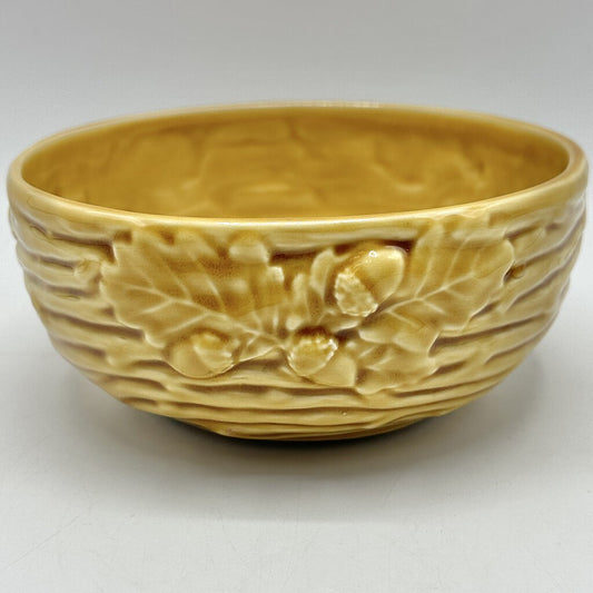 Vintage Bordallo Pinheiro Oak Leaf Gold Coupe Cereal Bowl 5 1/2” Portugal /cb