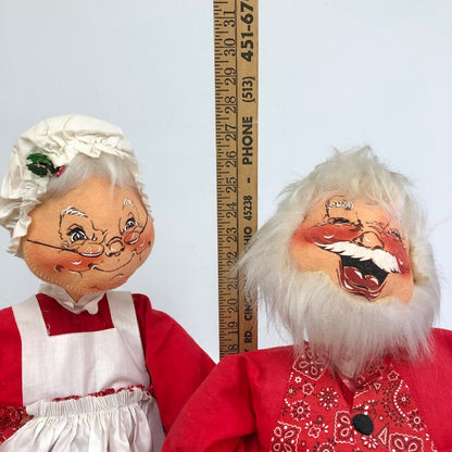 Large 1971 Annalee Santa & Mrs Santa Claus 28” Dolls /b