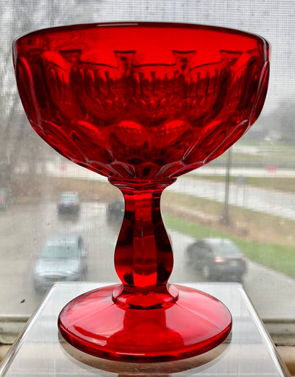 Set of 4 Fenton Thumbprint Ruby Red Champagne/ Sherbet Glasses /b