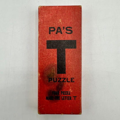 Vintage 1940s Pa’s T Puzzle 4 Pieces Wood Puzzle Wm F. Druecke & Sons, Grand Rapids Michigan - Classic Brain Teaser /cb