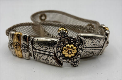 Vtg. Chain Metal Belt with Gold Accents Sz. M /j