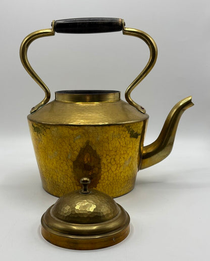 Vintage Made in Italy Hammered Brass Teapot with Wood Handle /j