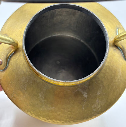 Vintage Made in Italy Hammered Brass Teapot with Wood Handle /j