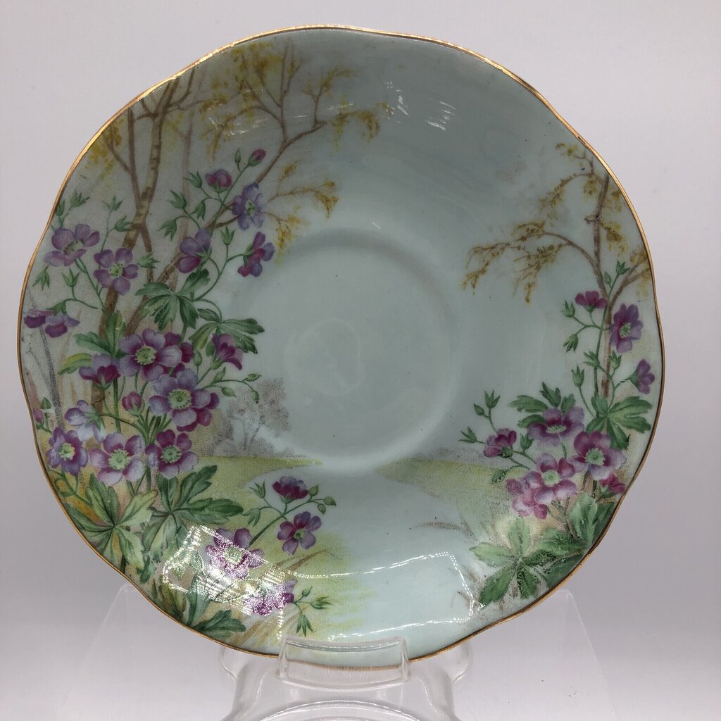 Vtg Royal Albert Wild Geranium & Ansley Yellow Primrose Teacup & Saucers /b