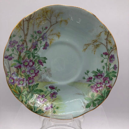 Vtg Royal Albert Wild Geranium & Ansley Yellow Primrose Teacup & Saucers /b