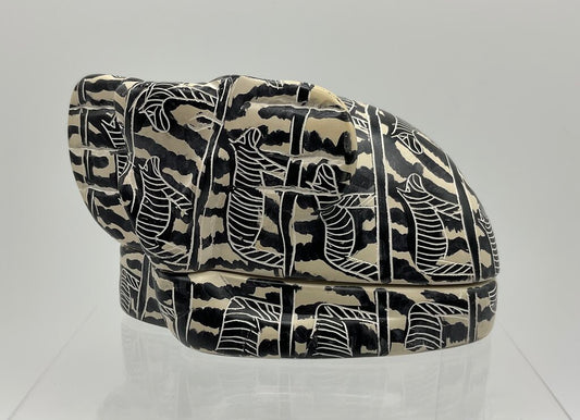 Vintage Genuine Besmo Hand Carved Soapstone Elephant Trinket Box Kenya /s