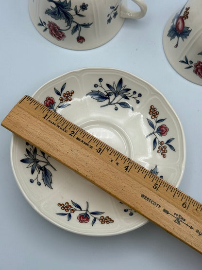 Wedgwood Williamsburg Potpourri Footed Cup & Saucer 2 Sets /rb