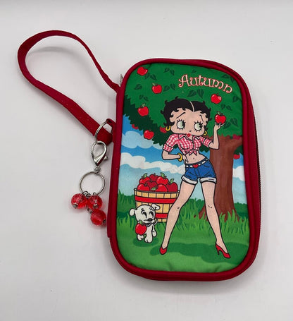 Lot of 2 Willabee & Ward Betty Boop Summer & Autumn Soft Zippered Clutch Purses /s
