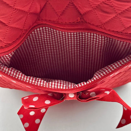 Belvah Quilted Red & White Backpack w/Bow EUC /cb