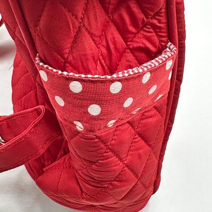 Belvah Quilted Red & White Backpack w/Bow EUC /cb