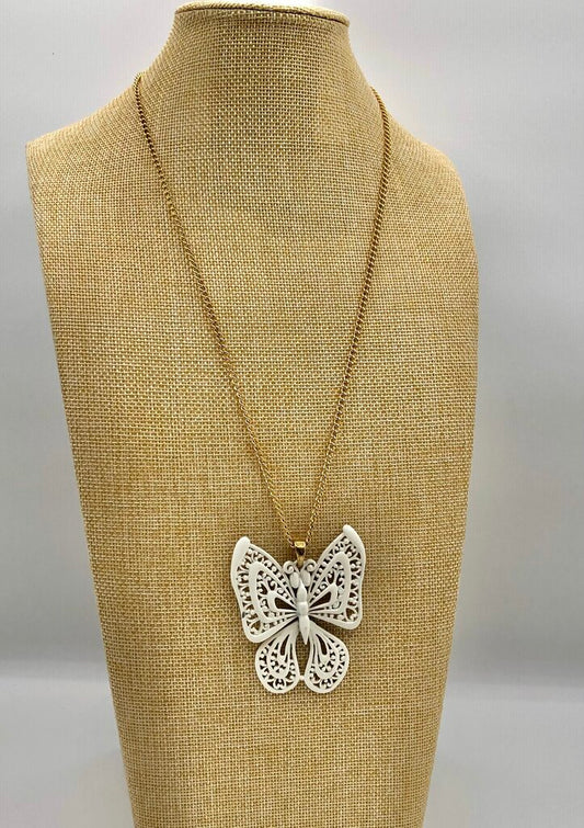 Vintage 1960’s Luca Razza Articulated Butterfly Pendant Necklace /b