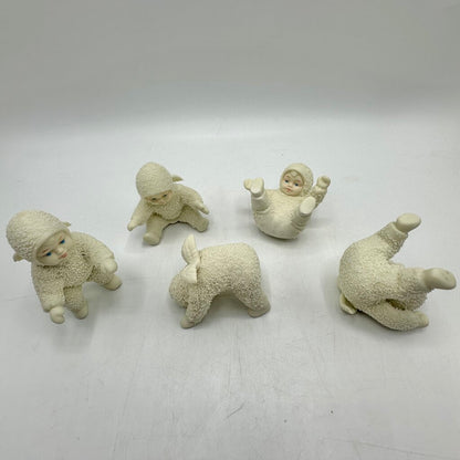 Vintage Dept56 Snowbabies “Tumbling In The Snow” 7957-0 Set of 5 Figurines in Original Box /cb