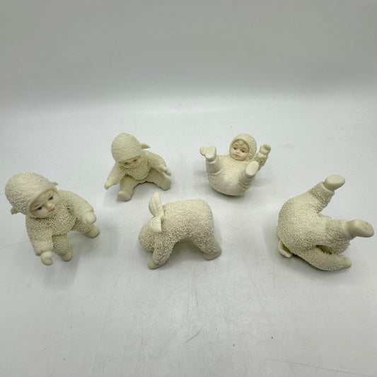 Vintage Dept56 Snowbabies “Tumbling In The Snow” 7957-0 Set of 5 Figurines in Original Box /cb