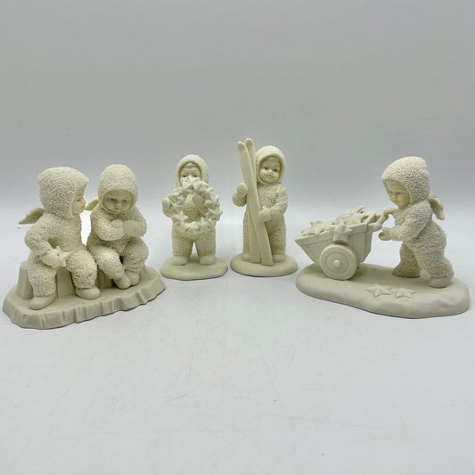 Lot of 4 Department 56 Vintage Winter Tales Of The Snowbabies Figurines w/Boxes Let’s Go Skiing, There’s Another One, I Made This Just For You, This Will Cheer You Up /cb