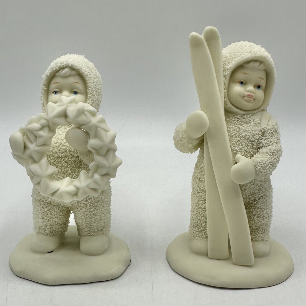 Lot of 4 Department 56 Vintage Winter Tales Of The Snowbabies Figurines w/Boxes Let’s Go Skiing, There’s Another One, I Made This Just For You, This Will Cheer You Up /cb