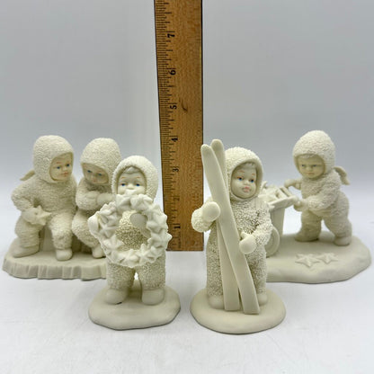 Lot of 4 Department 56 Vintage Winter Tales Of The Snowbabies Figurines w/Boxes Let’s Go Skiing, There’s Another One, I Made This Just For You, This Will Cheer You Up /cb